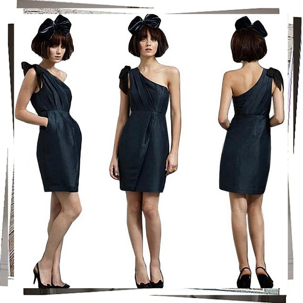 NWOT: Navy Blue Linen & Silk Special Occassion Dress (4) by Va Et Vien